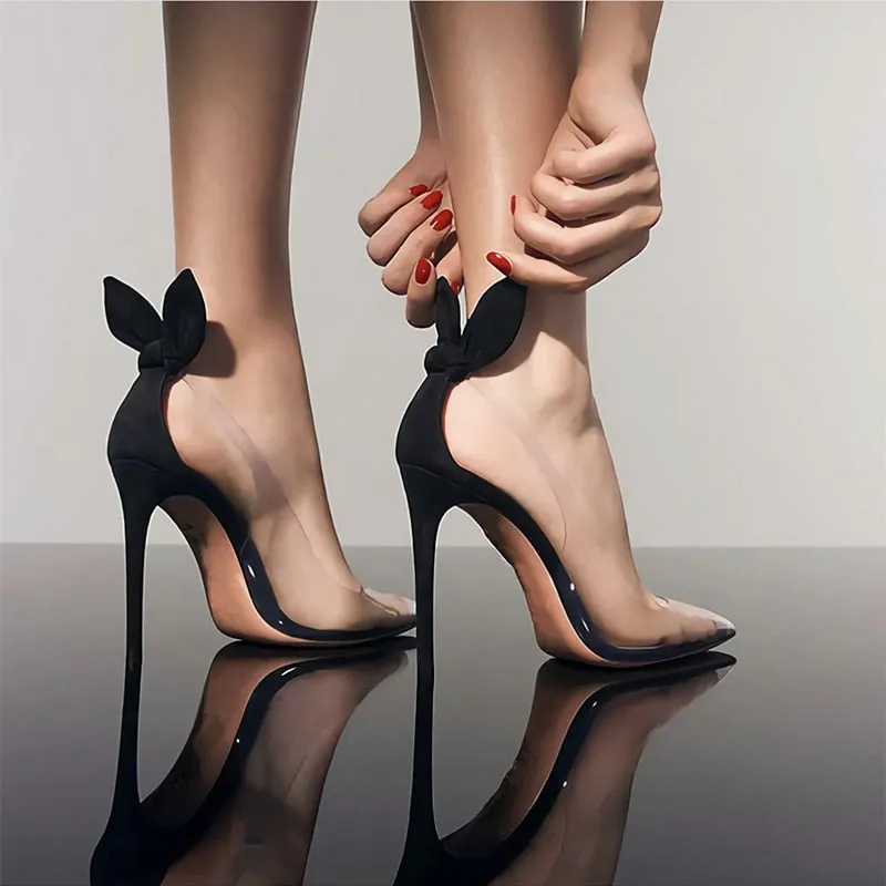 Advbridge New Women Sexy Sandals with Bow Slingbacks Celebrity PVC Transperant Summer Shoes French Style Women High Heeled Sandal