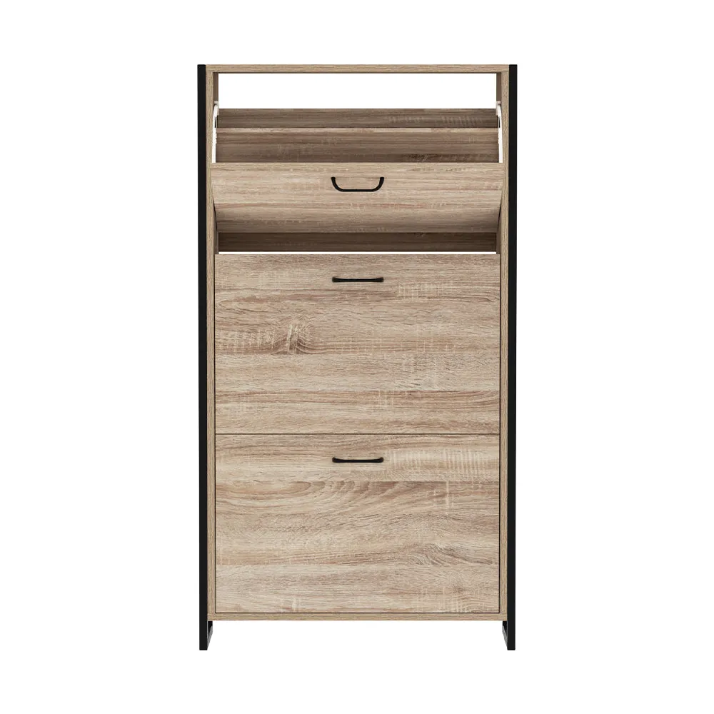 Artiss Shoe Cabinet Shoes Storage Rack Wooden Organiser Up to 24 Pairs Shelf Cupboard Metal Frame