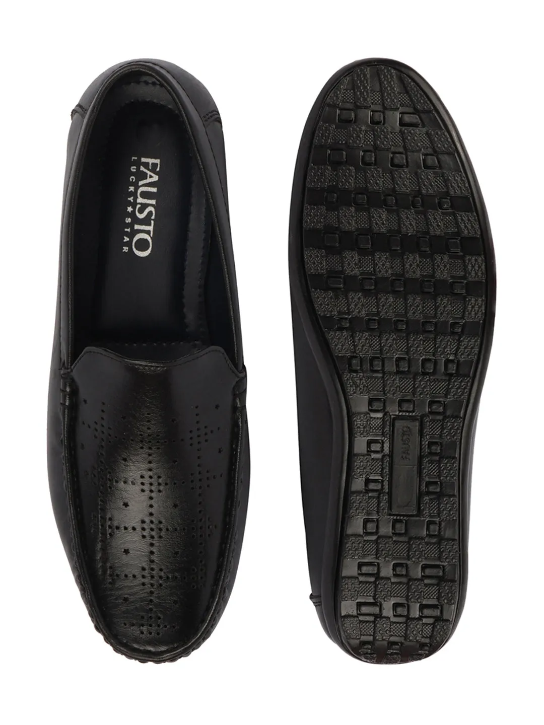 Basics Men Black Casuals Flexible Hand Stitched Slip On Shoes Moccasin and Loafers