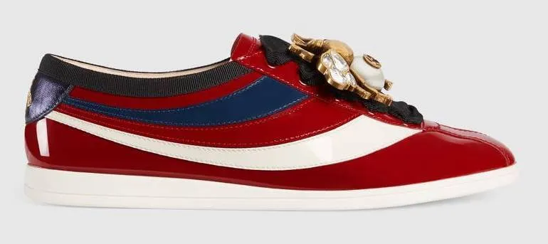 'Falacer' Patent Leather Sneaker with Web, Red