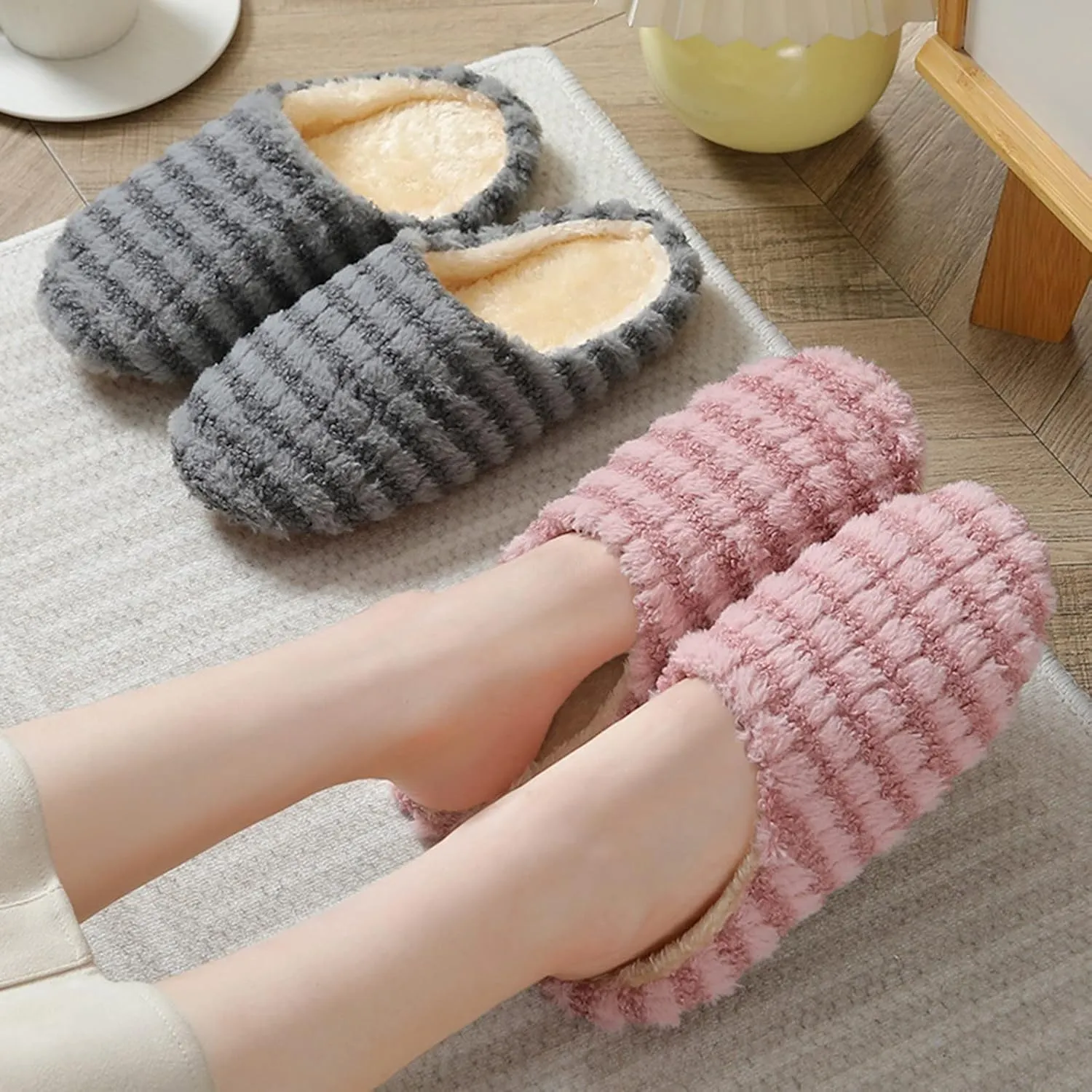 SBGMoSJ Matching Bedroom Slippers for Couples Waterproof Snow Slippers House Slippers for Women Fluffy Slippers for Men Memory Foam Christmas Stocking Stuffers Gifts for Wife 2023