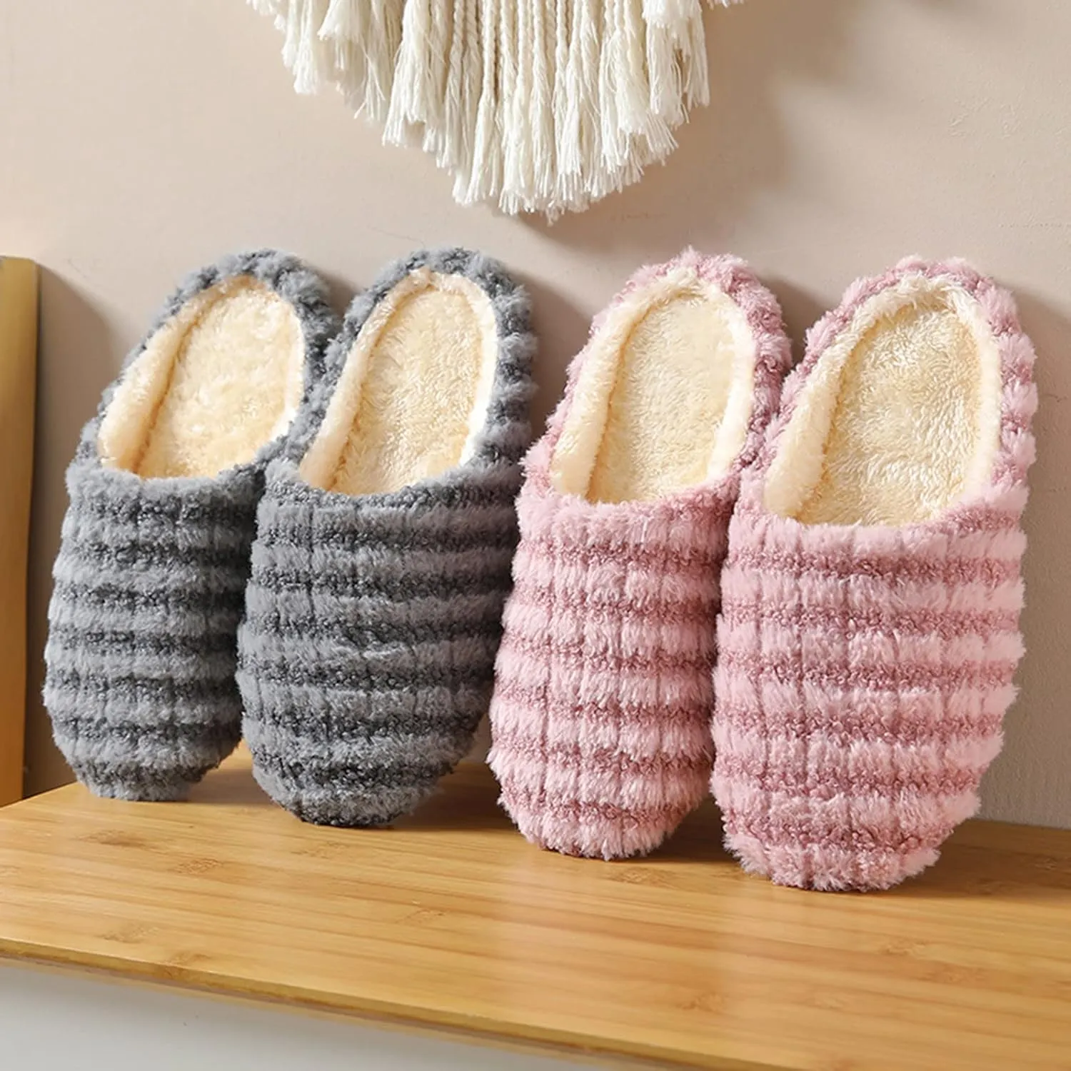 SBGMoSJ Matching Bedroom Slippers for Couples Waterproof Snow Slippers House Slippers for Women Fluffy Slippers for Men Memory Foam Christmas Stocking Stuffers Gifts for Wife 2023