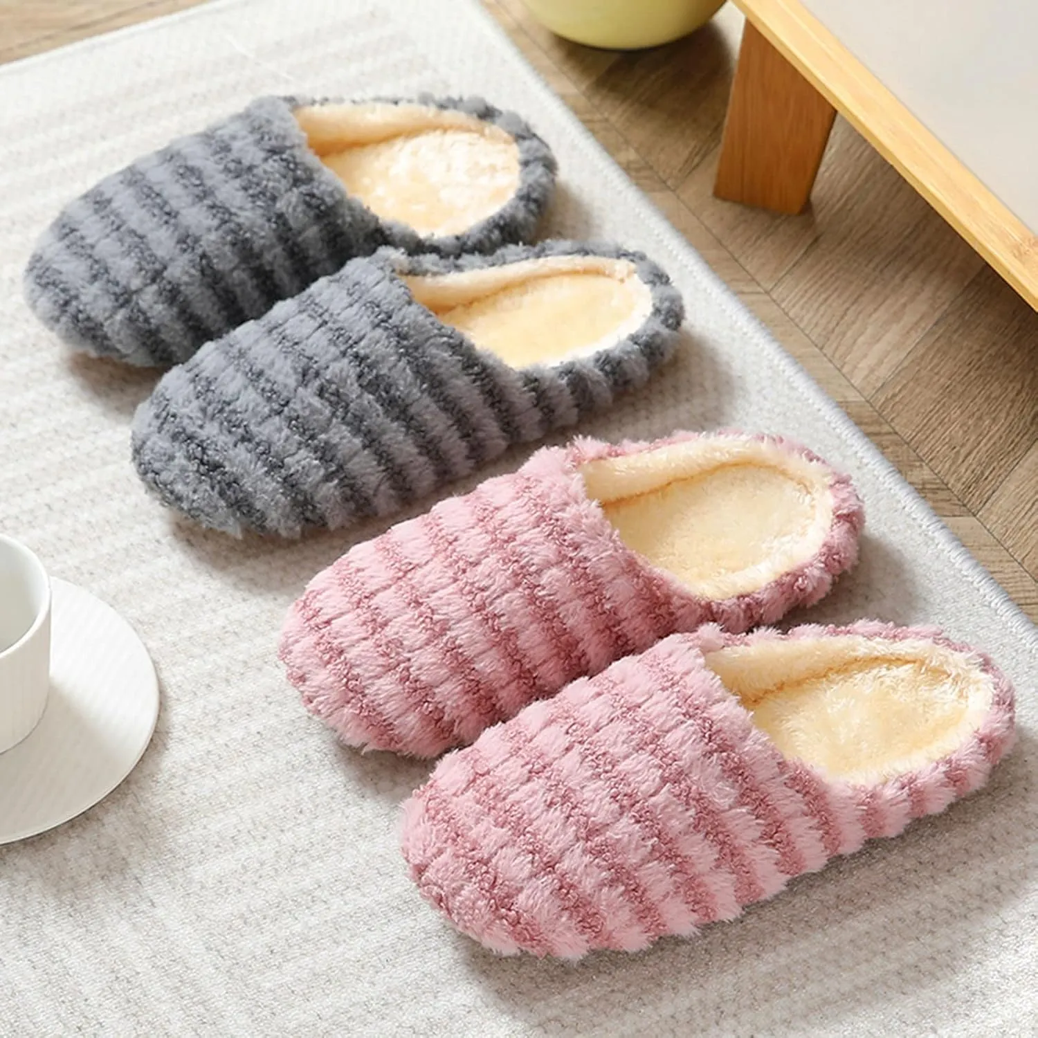 SBGMoSJ Matching Bedroom Slippers for Couples Waterproof Snow Slippers House Slippers for Women Fluffy Slippers for Men Memory Foam Christmas Stocking Stuffers Gifts for Wife 2023