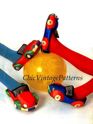 Slipper Sewing Pattern, Racing Car Children's Slippers, PDF Sewing Pattern