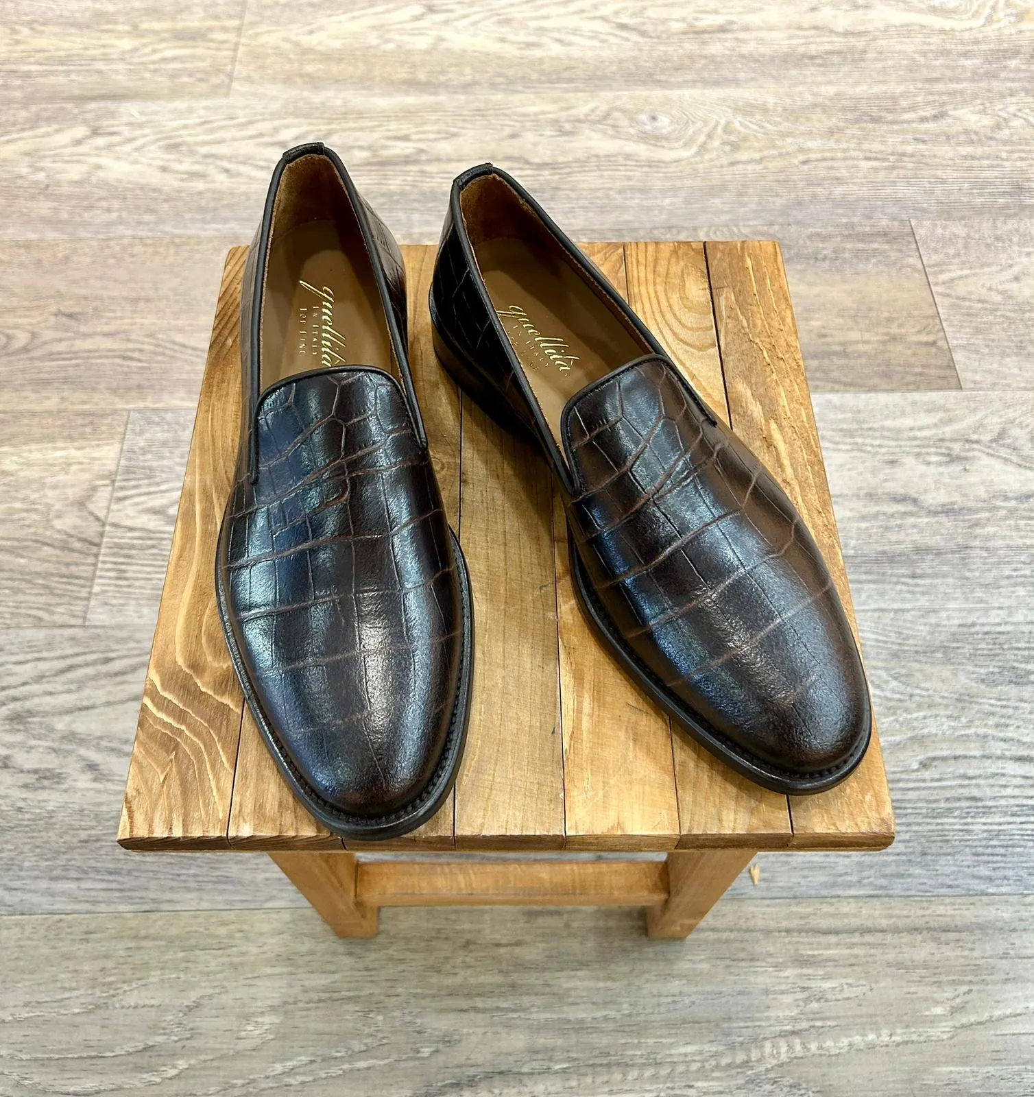 Slippers in pelle cocco testa di moro