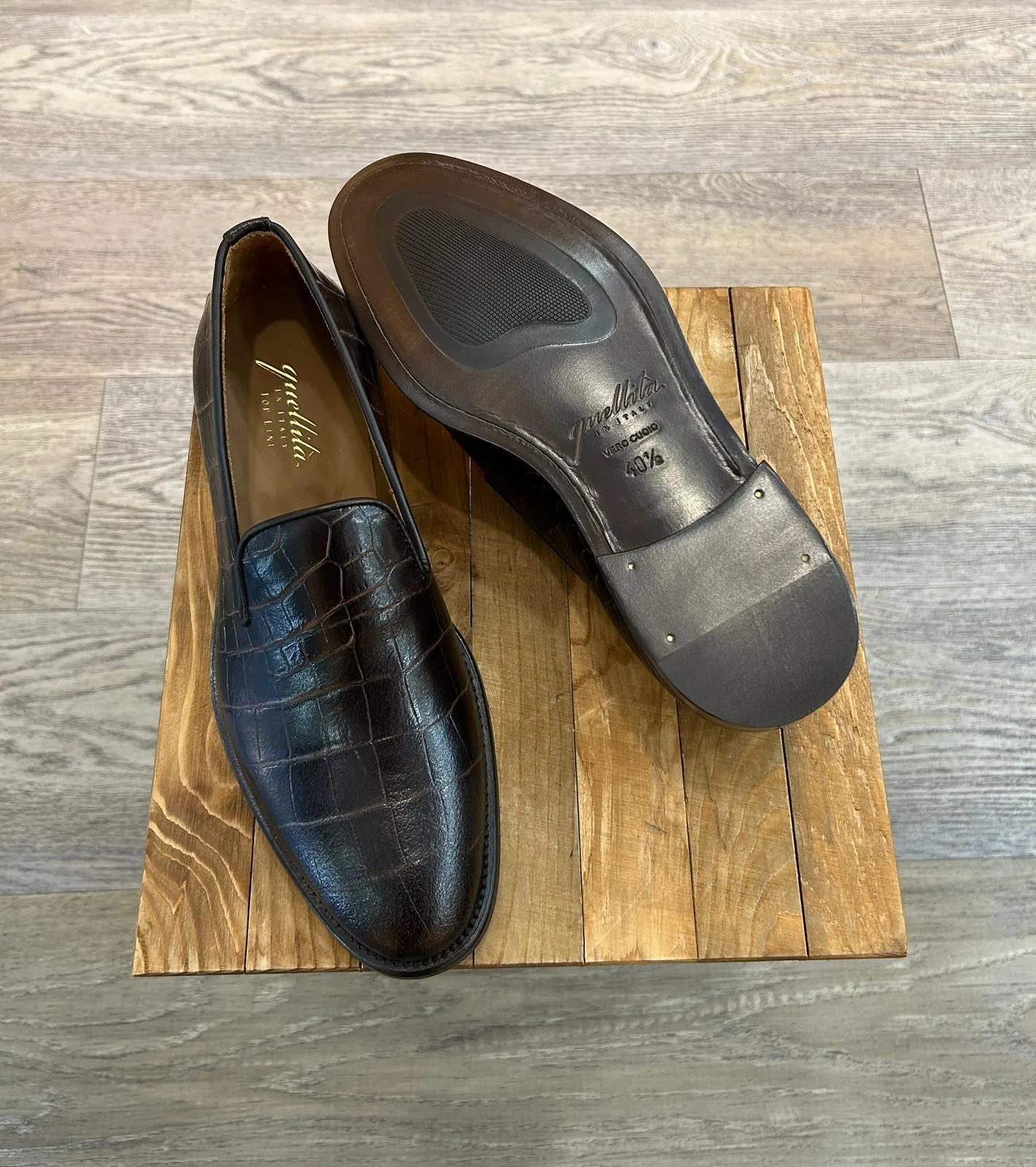 Slippers in pelle cocco testa di moro