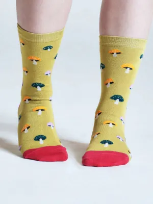 Valeriana Mushroom Bamboo and Organic Cotton Women's Crew Socks